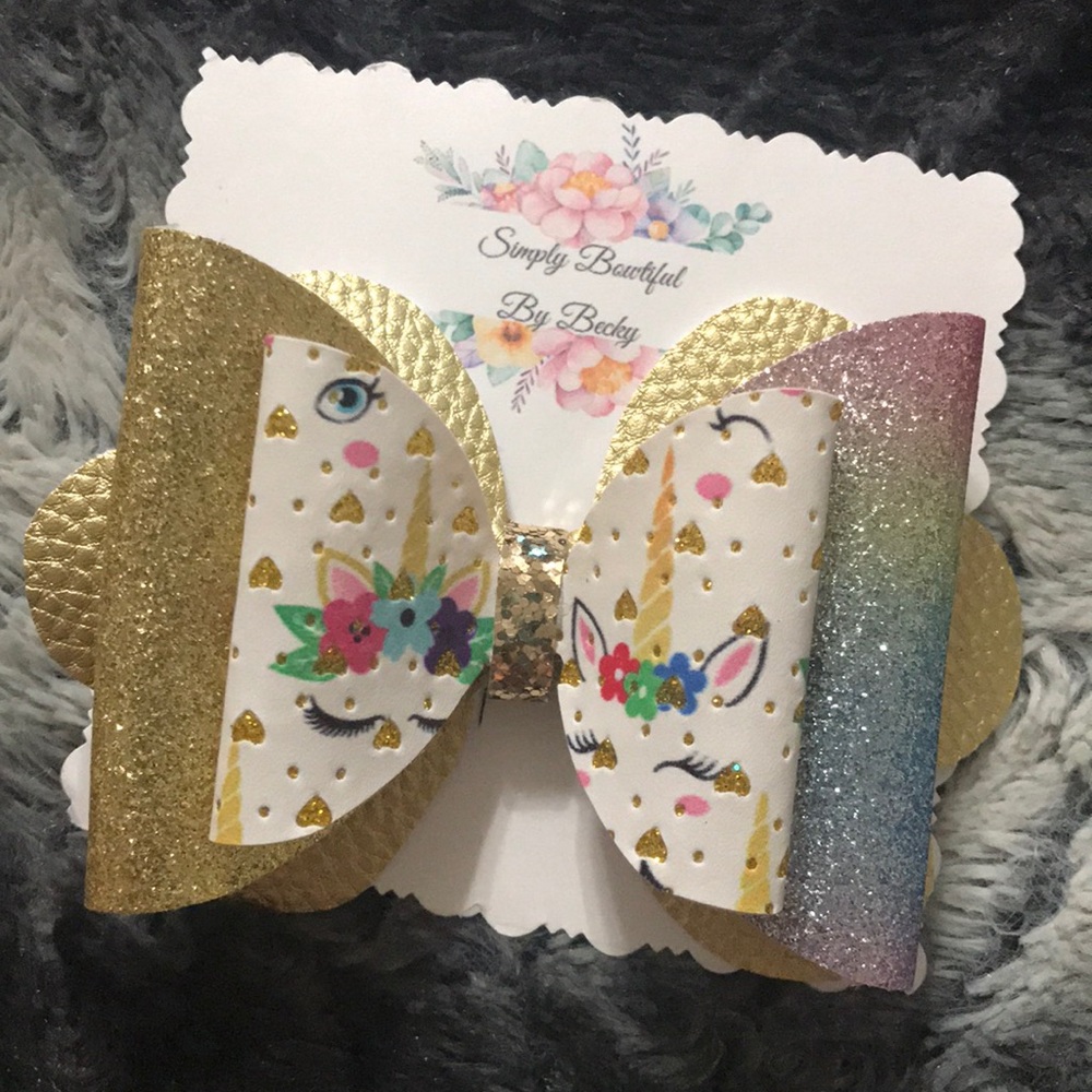 Handmade unicorn boutique bow